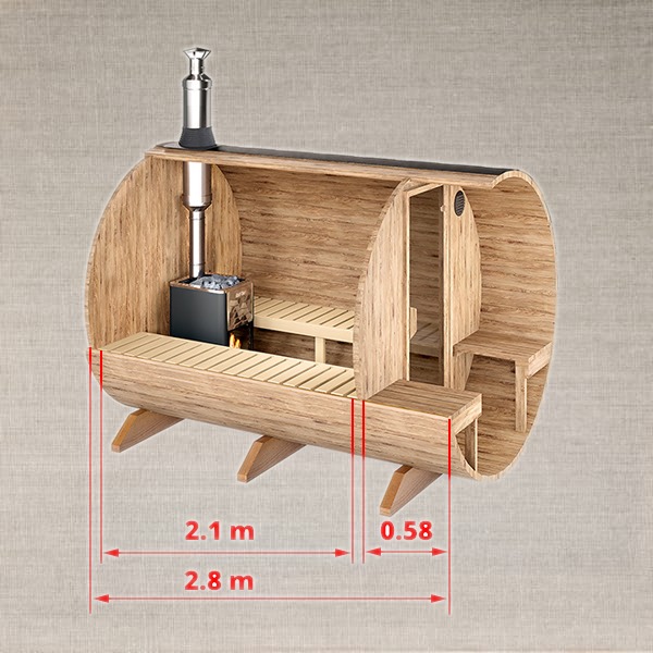 Баня-бочка 2,8 метра с крылечком